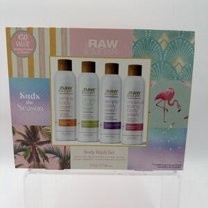 Raw Sugar Simply Body Wash Set. Four Different Bottles. Each Bottle 6 Fluid Ounc